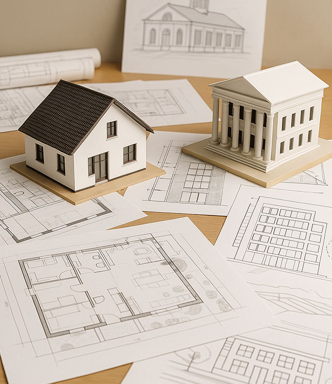 Architekturpläne und Modelle für Wohnhaus, Gewerbebau und öffentliches Gebäude – maßgeschneiderte Lösungen für alle Projektarten