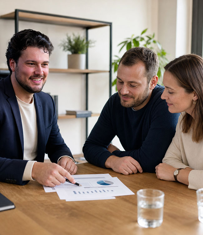 Julian Kabisch beim persönlichen Finanzcheck mit Kunden in Würzburg
