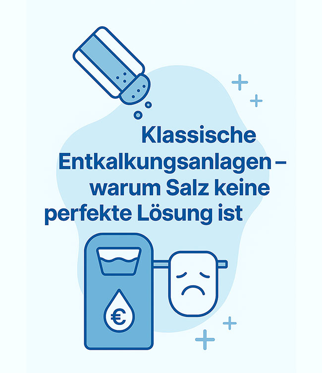 Symbolgrafik mit Salzstreuer und teurer Entkalkungsanlage